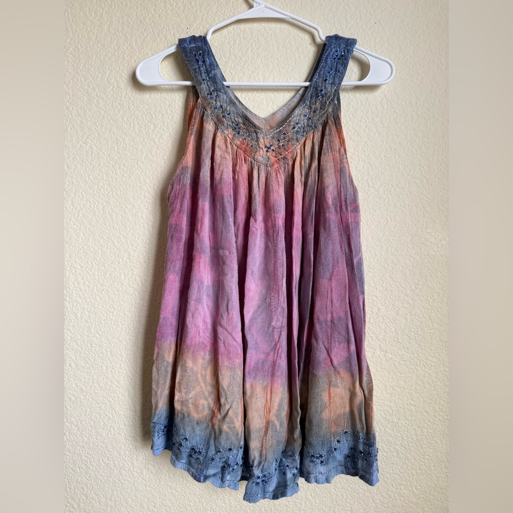 Charlie Paige Tie-Dye Tank Top - Pink, Blue, and Orange